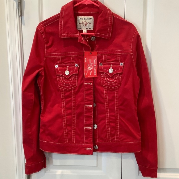 True Religion Cropped Denim Trucker Jacket - L - Picture 3 of 6